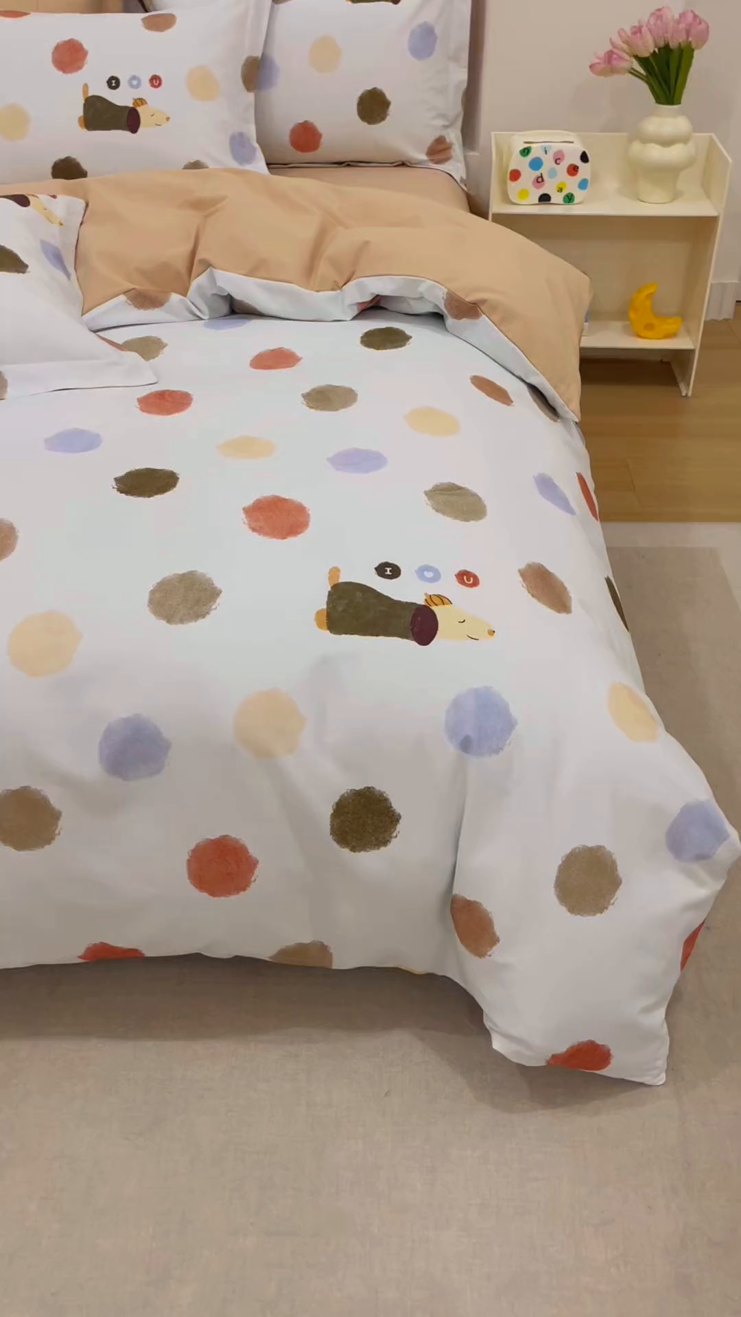 91家纺网 家纺一手货源 找家纺 爱思佳 2025新款加厚全棉纯棉磨毛数码印花四件套 旺仔-桔