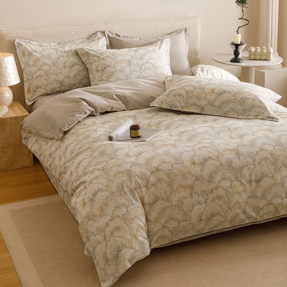 91家纺网 家纺一手货源 找家纺 爱思佳 2025新款加厚全棉纯棉磨毛数码印花四件套 温言