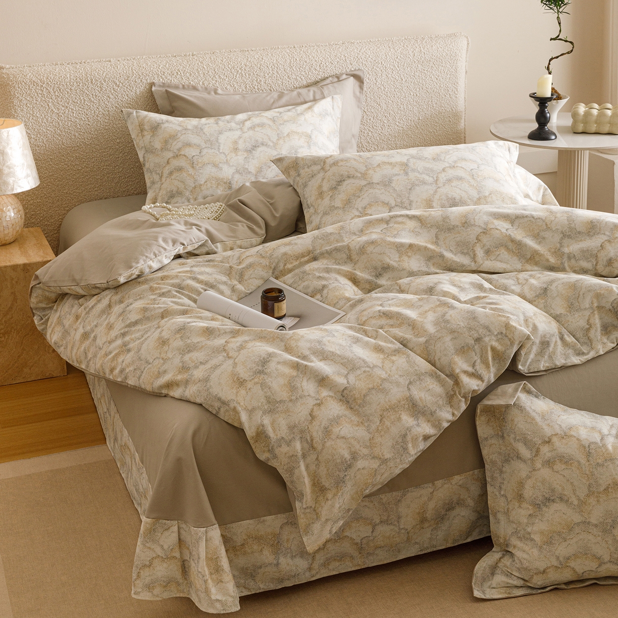 91家纺网 家纺一手货源 找家纺 爱思佳 2025新款加厚全棉纯棉磨毛数码印花四件套 温言