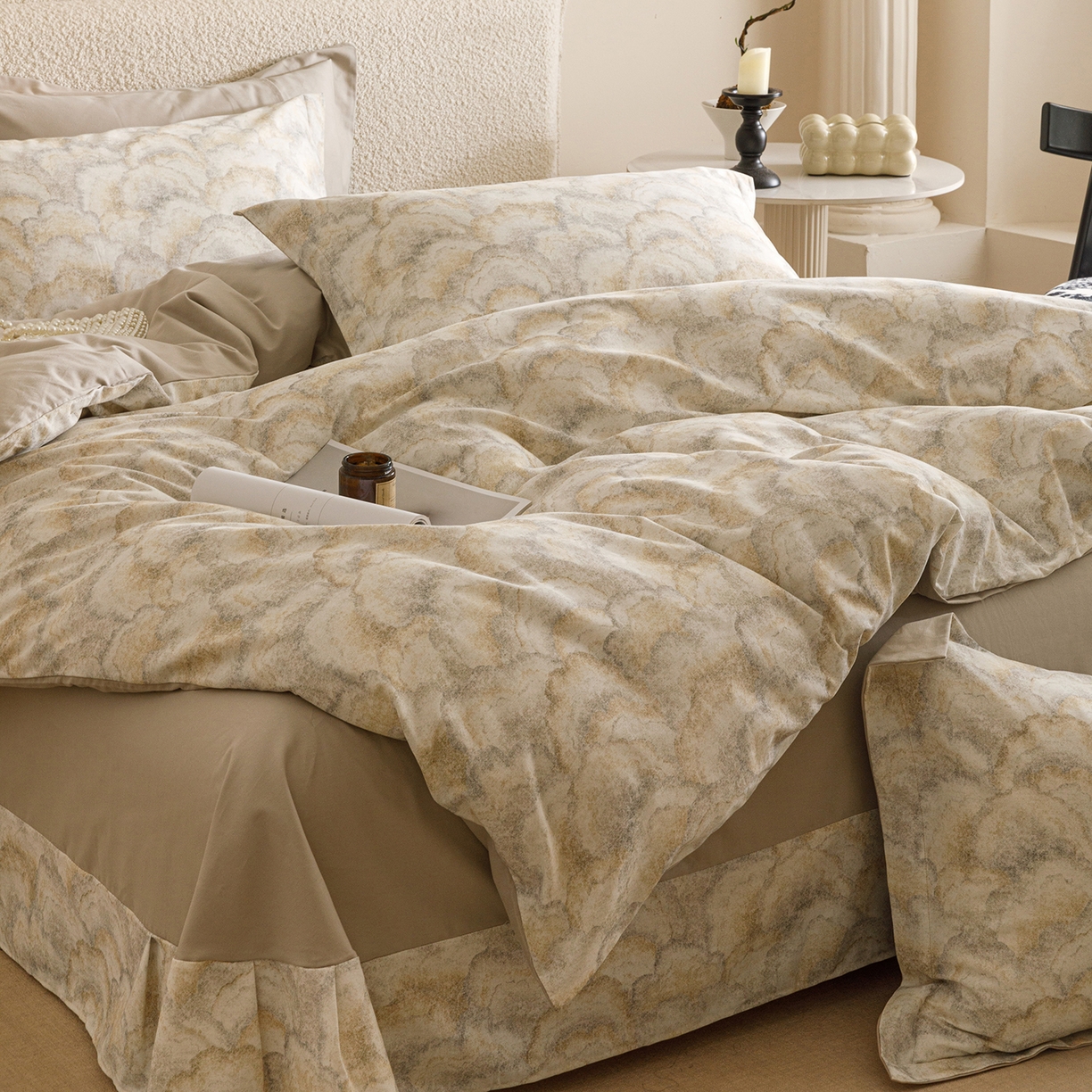 91家纺网 家纺一手货源 找家纺 爱思佳 2025新款加厚全棉纯棉磨毛数码印花四件套 温言