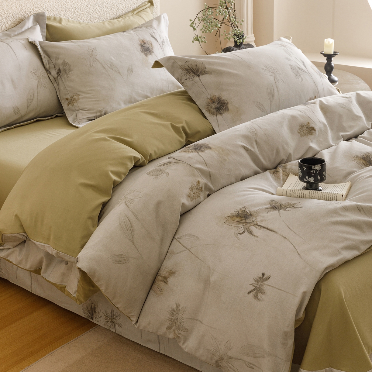 爱思佳 2025新款加厚全棉纯棉磨毛数码印花四件套 喜秋集