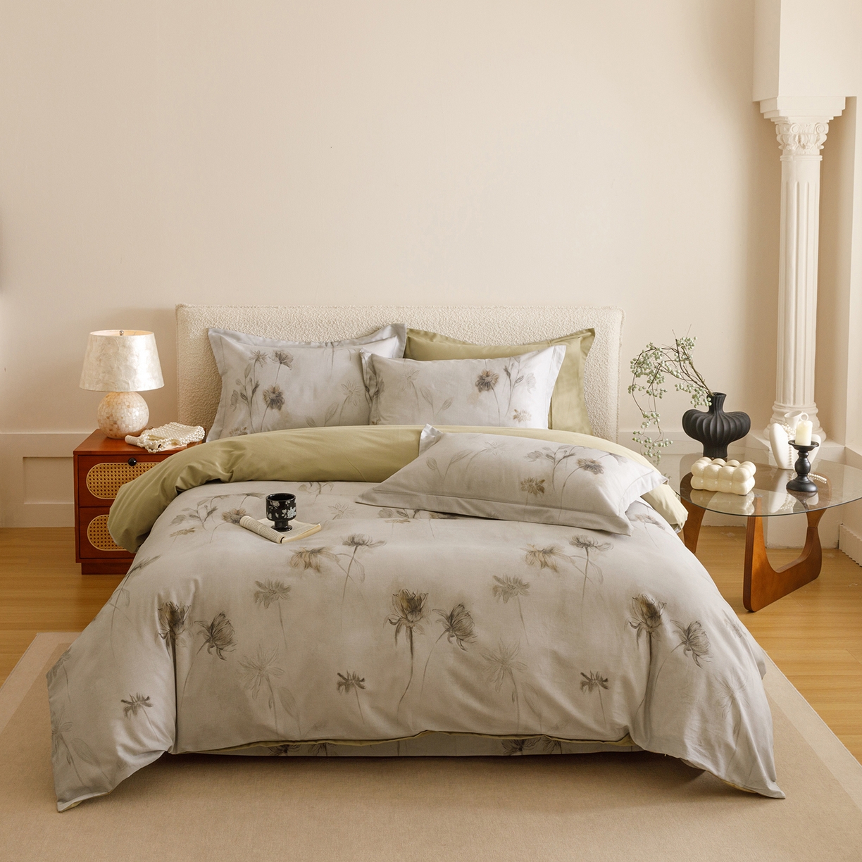 91家纺网 家纺一手货源 找家纺 爱思佳 2025新款加厚全棉纯棉磨毛数码印花四件套 喜秋集