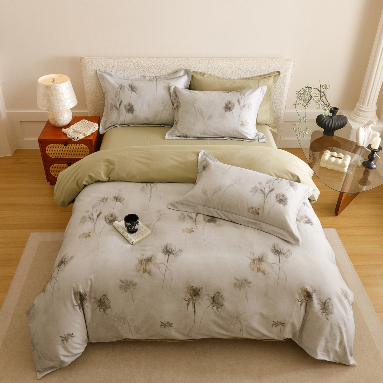 91家纺网 家纺一手货源 找家纺 爱思佳 2025新款加厚全棉纯棉磨毛数码印花四件套 喜秋集