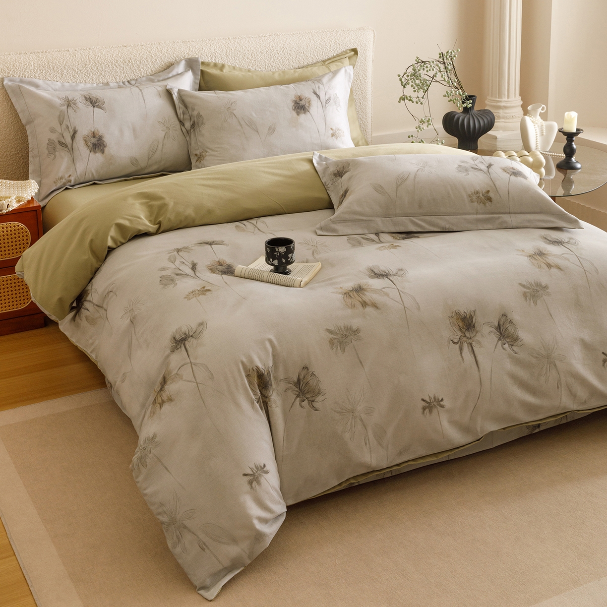 91家纺网 家纺一手货源 找家纺 爱思佳 2025新款加厚全棉纯棉磨毛数码印花四件套 喜秋集