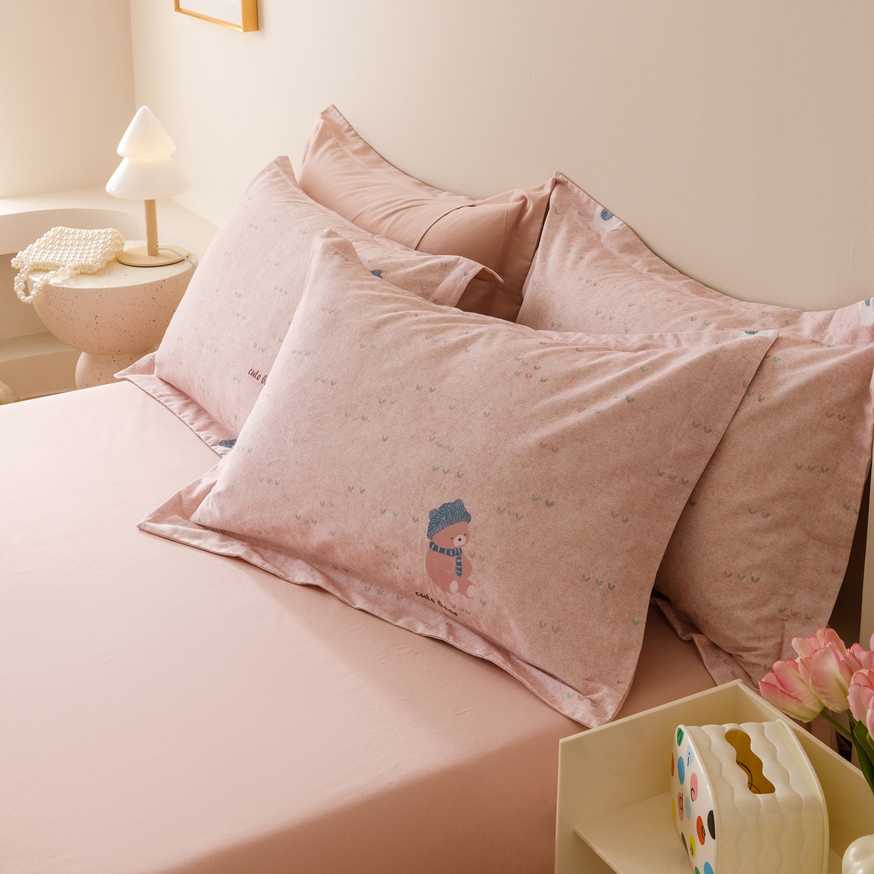 91家纺网 家纺一手货源 找家纺 爱思佳 2025新款加厚全棉纯棉磨毛数码印花四件套 幸福熊