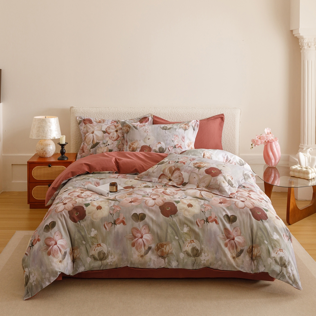 91家纺网 家纺一手货源 找家纺 爱思佳 2025新款加厚全棉纯棉磨毛数码印花四件套 鸢香