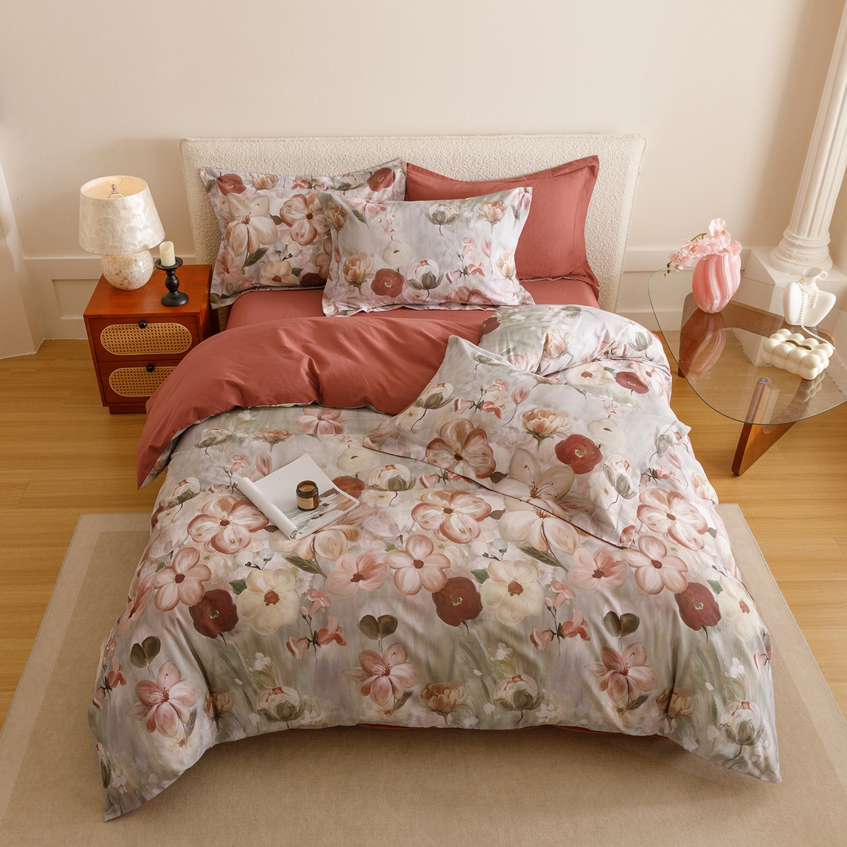 91家纺网 家纺一手货源 找家纺 爱思佳 2025新款加厚全棉纯棉磨毛数码印花四件套 鸢香