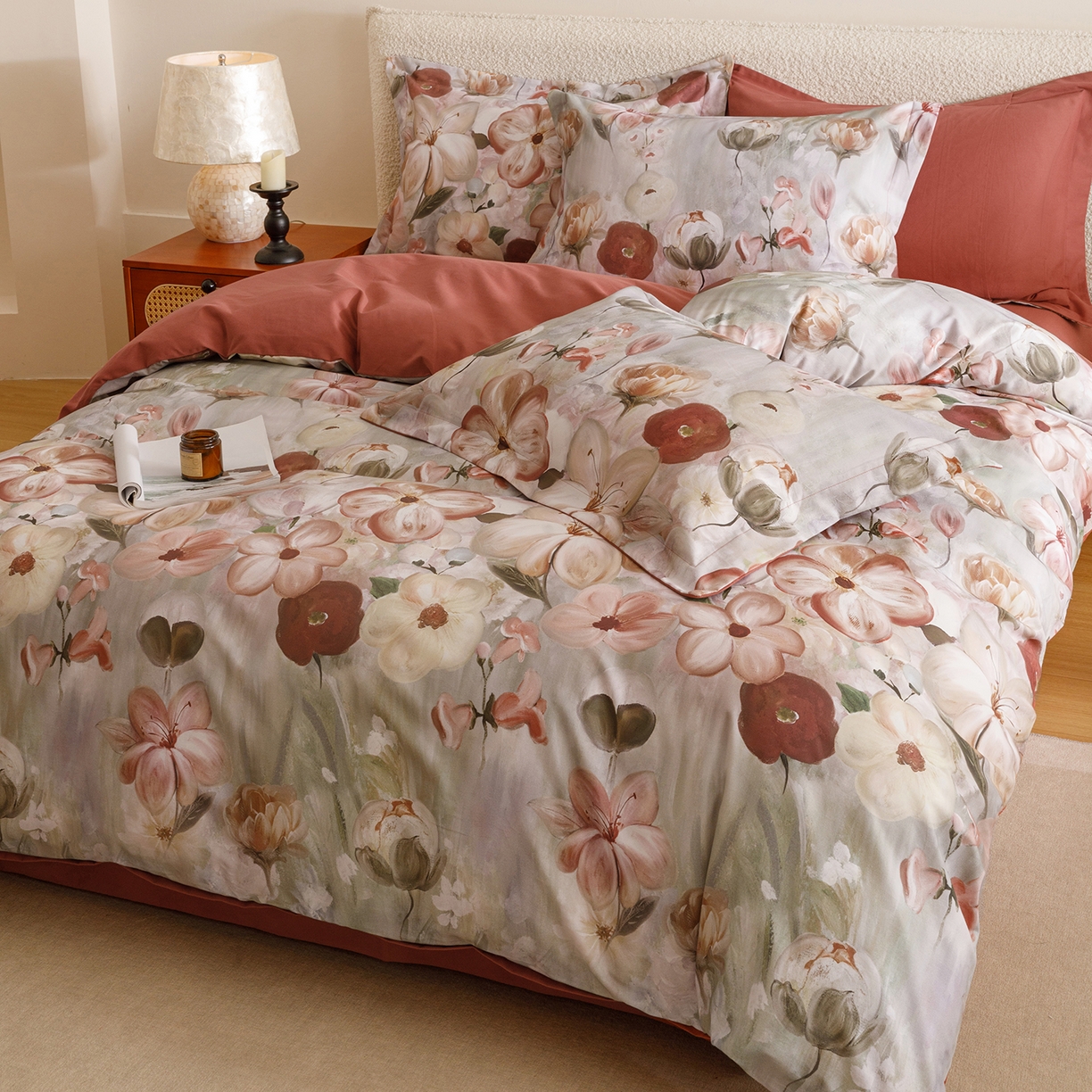 91家纺网 家纺一手货源 找家纺 爱思佳 2025新款加厚全棉纯棉磨毛数码印花四件套 鸢香