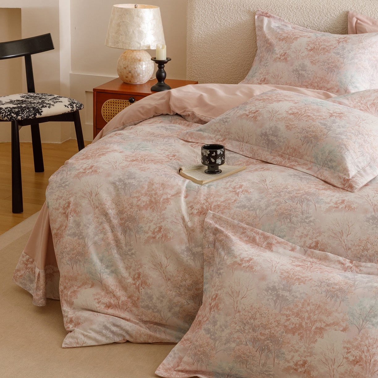 91家纺网 家纺一手货源 找家纺 爱思佳 2025新款加厚全棉纯棉磨毛数码印花四件套 云栖处