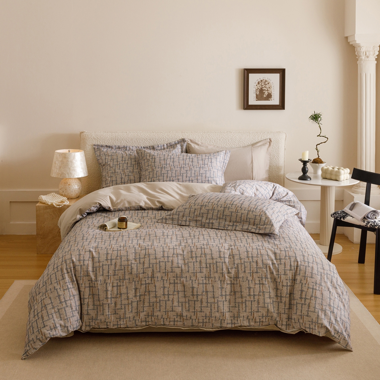 91家纺网 家纺一手货源 找家纺 爱思佳 2025新款加厚全棉纯棉磨毛数码印花四件套 追影-驼