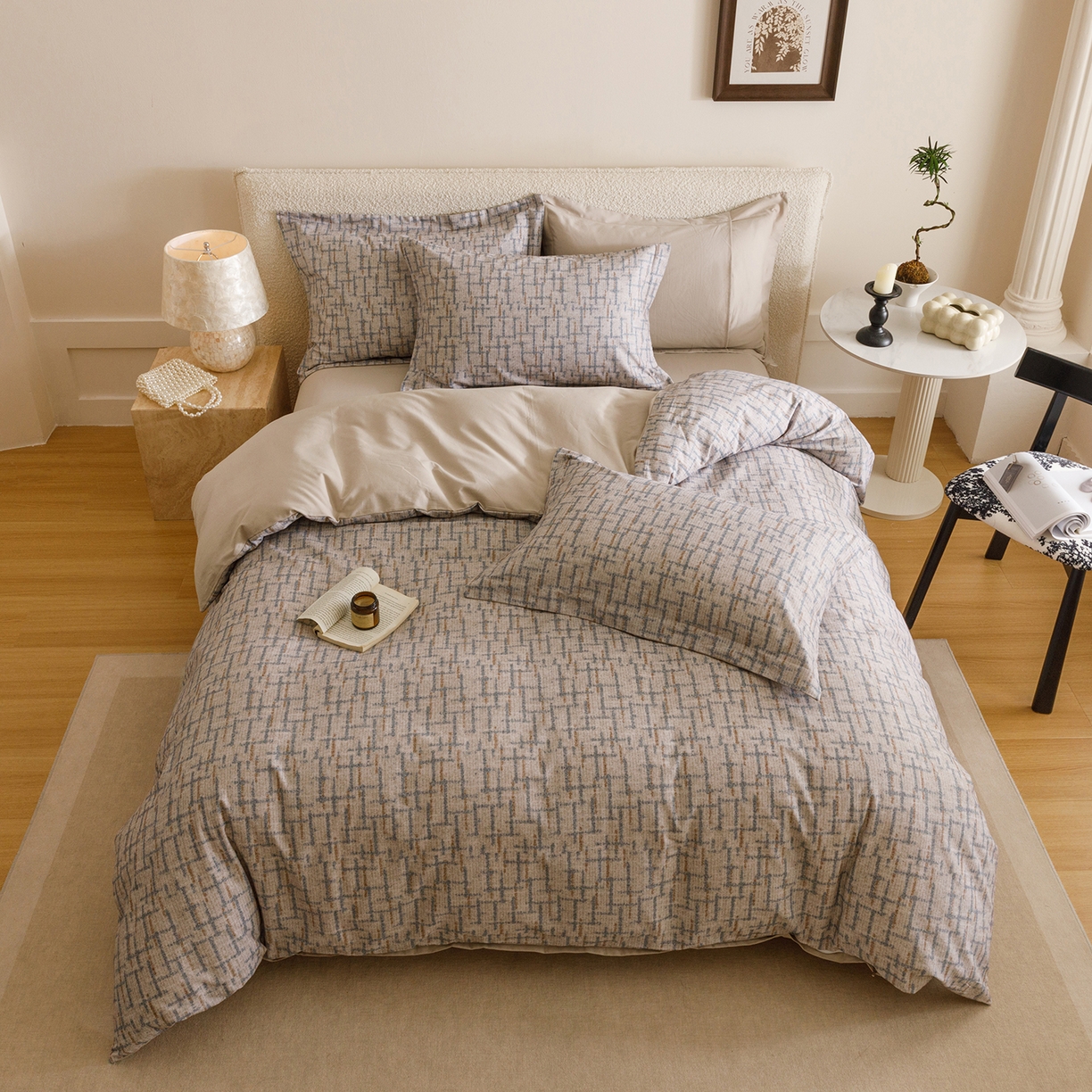 91家纺网 家纺一手货源 找家纺 爱思佳 2025新款加厚全棉纯棉磨毛数码印花四件套 追影-驼