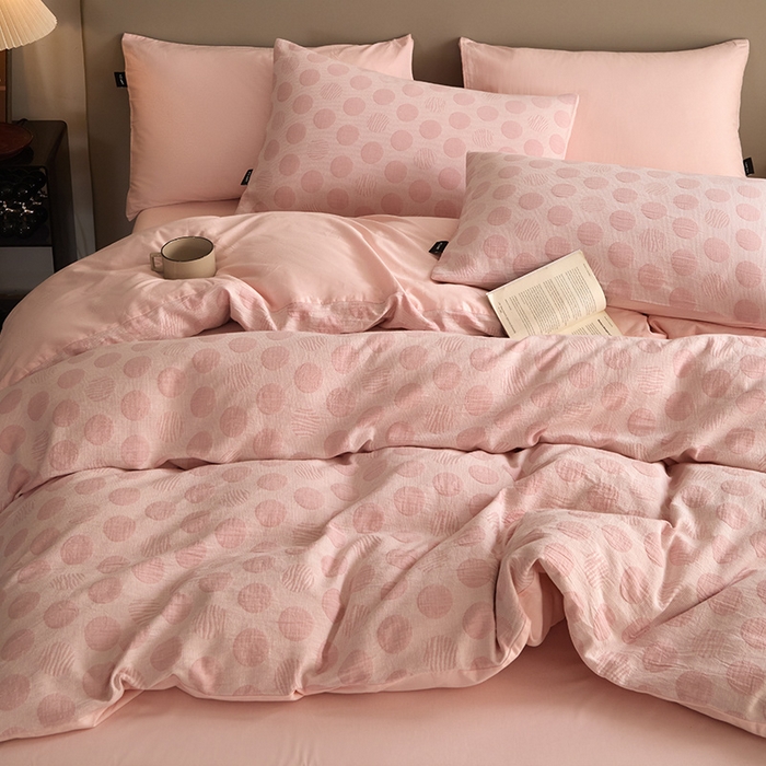 91家纺网 家纺一手货源 找家纺 （总）佳汐蓝家纺2025秋冬新款三层纱色织水洗棉大提花系列四件套