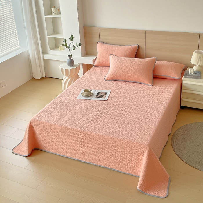 91家纺网 家纺一手货源 找家纺 春皖家纺 2025新款全棉多功能单床盖 床盖单件 洛格-玉色