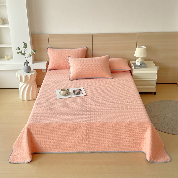 91家纺网 家纺一手货源 找家纺 春皖家纺 2025新款全棉多功能单床盖 床盖单件 洛格-玉色