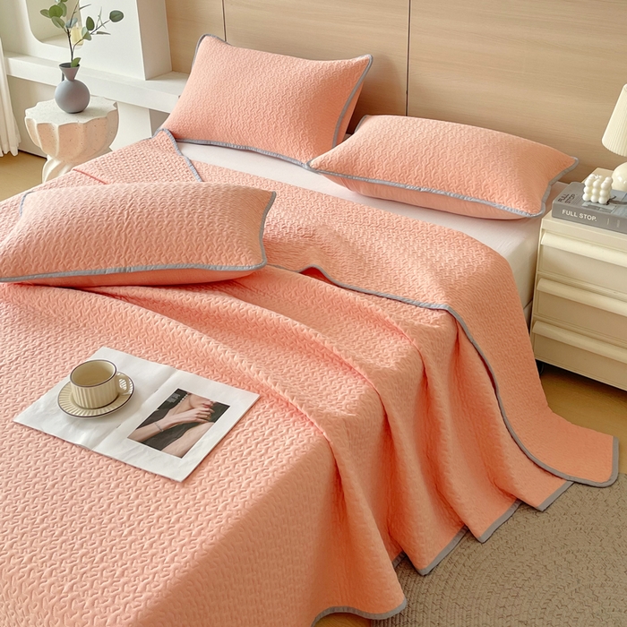 春皖家纺 2025新款全棉多功能单床盖 床盖单件 洛格-玉色