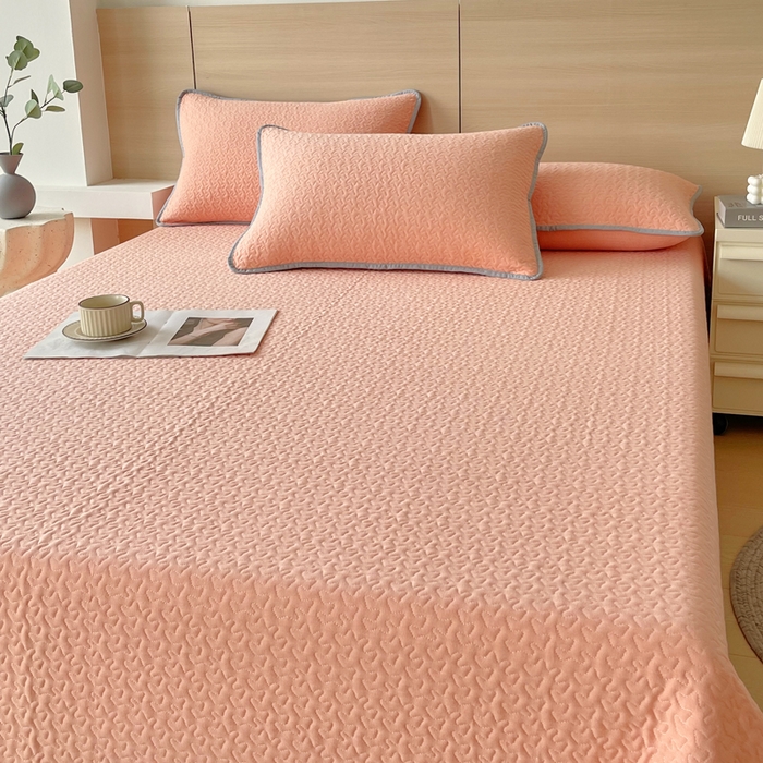 91家纺网 家纺一手货源 找家纺 春皖家纺 2025新款全棉多功能单床盖 床盖单件 洛格-玉色