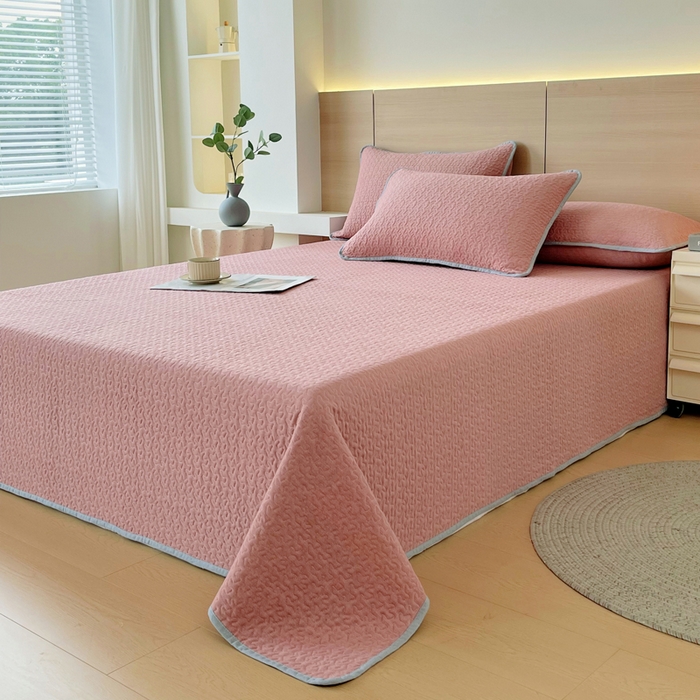 91家纺网 家纺一手货源 找家纺 春皖家纺 2025新款全棉多功能单床盖 床盖单件 洛格-红