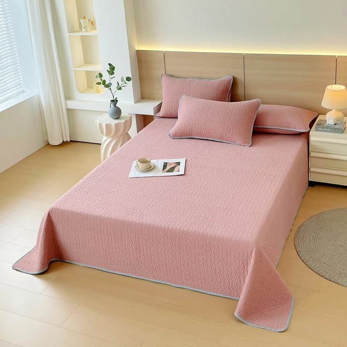 91家纺网 家纺一手货源 找家纺 春皖家纺 2025新款全棉多功能单床盖 床盖单件 洛格-红