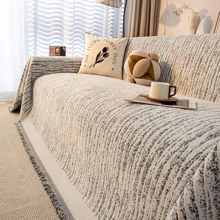 91家纺网 家纺一手货源 找家纺 沐沐家纺 2026新款宛柔沙发巾 黑色