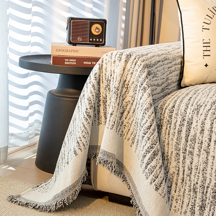 91家纺网 家纺一手货源 找家纺 沐沐家纺 2026新款宛柔沙发巾 黑色