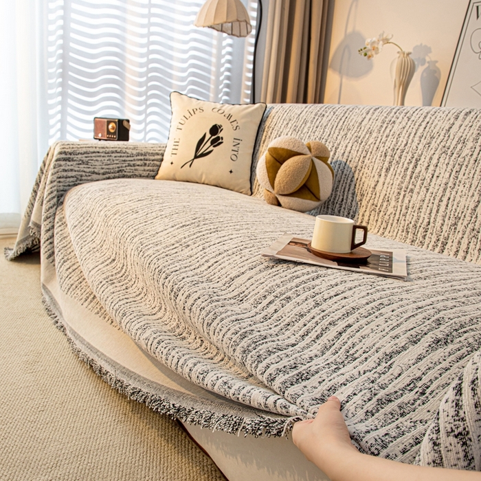 91家纺网 家纺一手货源 找家纺 沐沐家纺 2026新款宛柔沙发巾 黑色