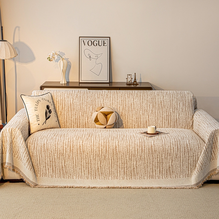 91家纺网 家纺一手货源 找家纺 沐沐家纺 2026新款宛柔沙发巾 驼色