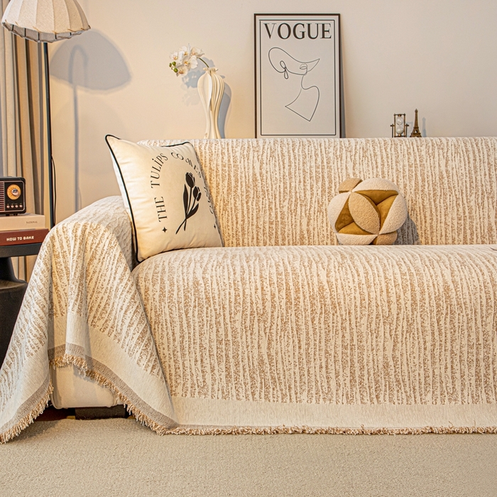 91家纺网 家纺一手货源 找家纺 沐沐家纺 2026新款宛柔沙发巾 驼色