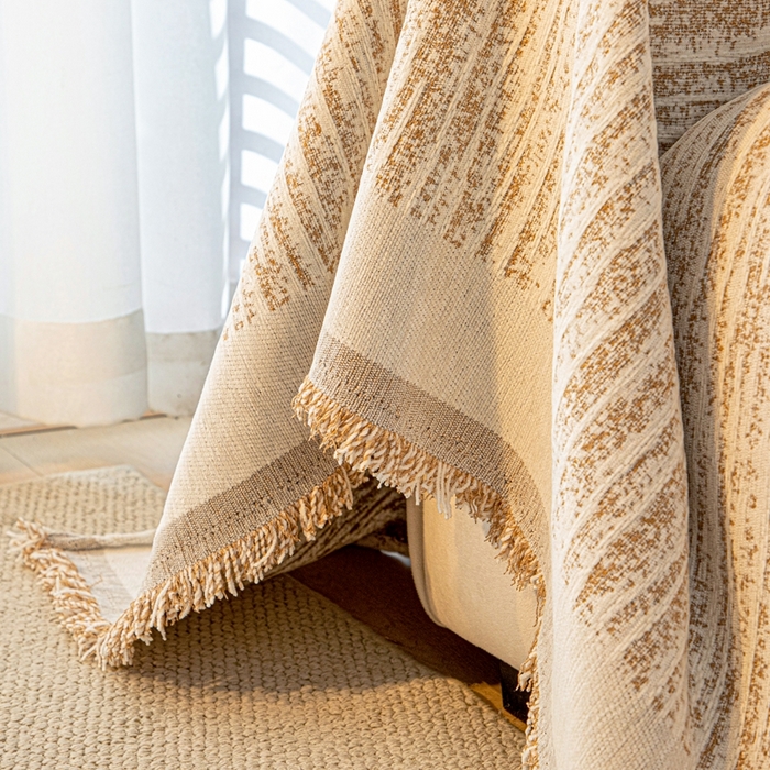 91家纺网 家纺一手货源 找家纺 沐沐家纺 2026新款宛柔沙发巾 驼色