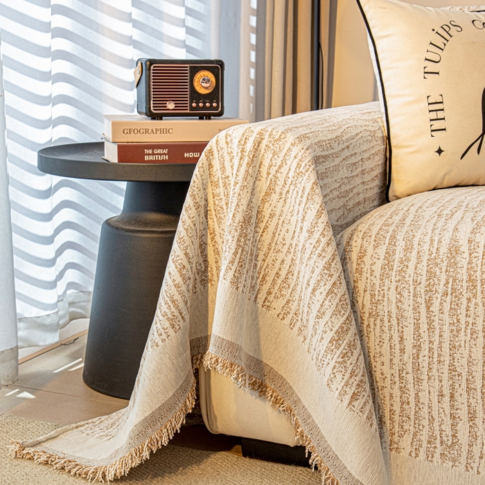 91家纺网 家纺一手货源 找家纺 沐沐家纺 2026新款宛柔沙发巾 驼色