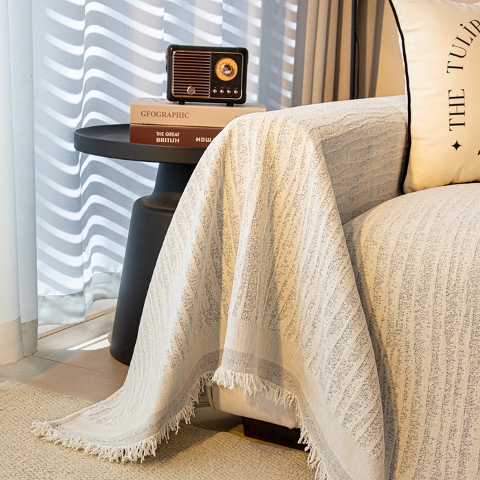 91家纺网 家纺一手货源 找家纺 沐沐家纺 2026新款宛柔沙发巾 灰色