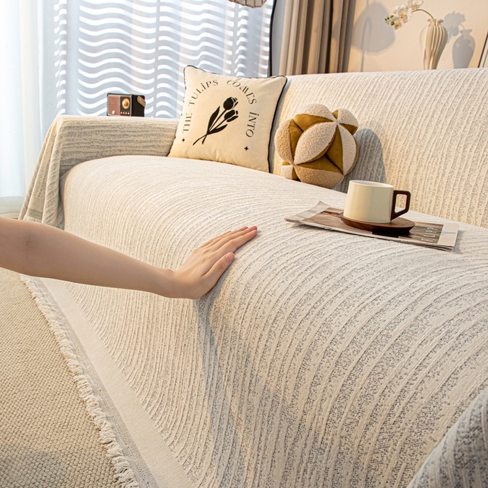 91家纺网 家纺一手货源 找家纺 沐沐家纺 2026新款宛柔沙发巾 灰色