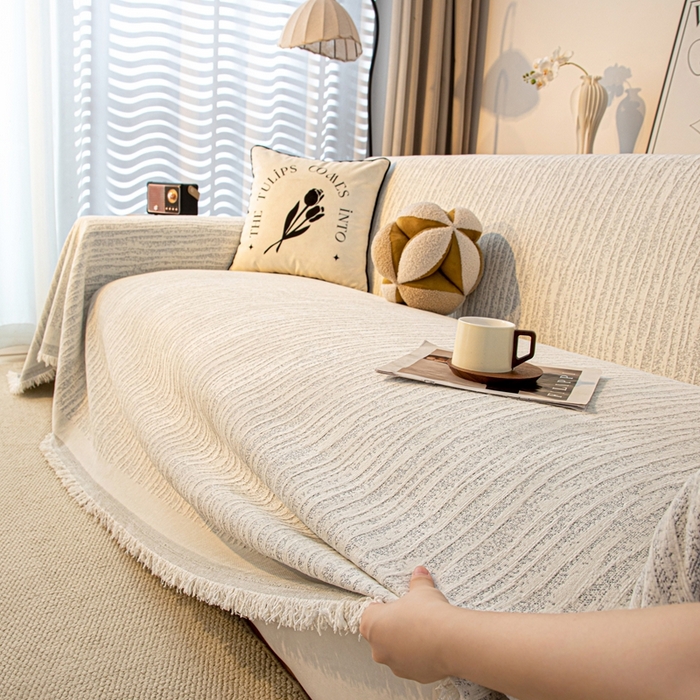 91家纺网 家纺一手货源 找家纺 沐沐家纺 2026新款宛柔沙发巾 灰色