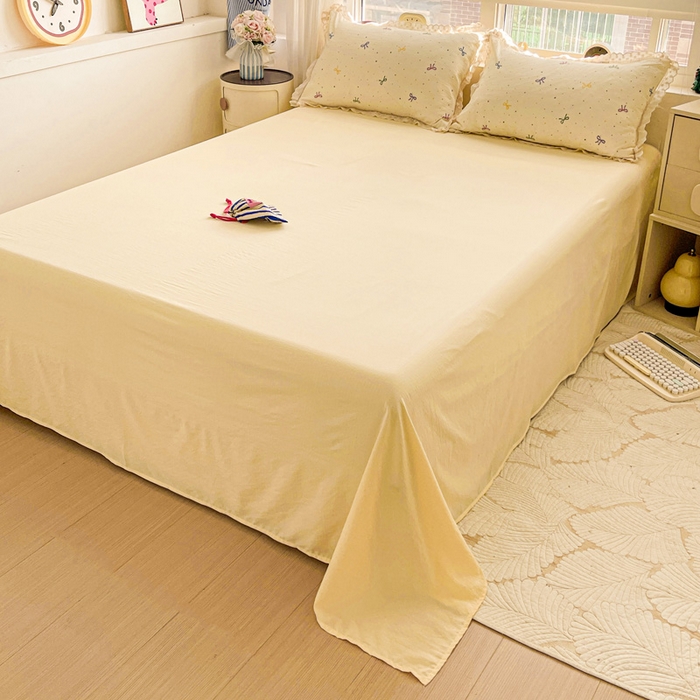 91家纺网 家纺一手货源 找家纺 梦莱斯 2025新款云感木棉皱皱双层纱全棉花边四件套 蜡笔画