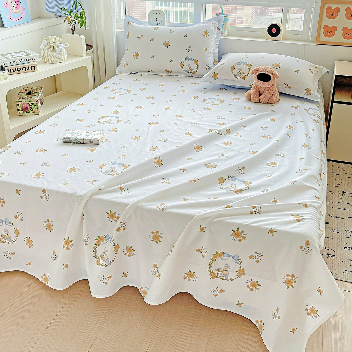 91家纺网 家纺一手货源 找家纺 恩泽家纺 2025新款加厚全棉纯棉印花系列床单单件-单床单 花香梦境