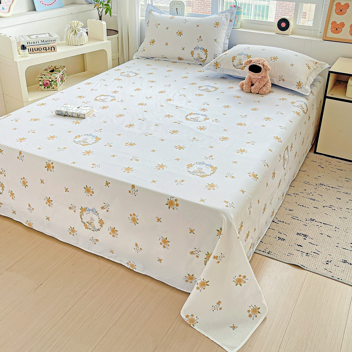 91家纺网 家纺一手货源 找家纺 恩泽家纺 2025新款加厚全棉纯棉印花系列床单单件-单床单 花香梦境