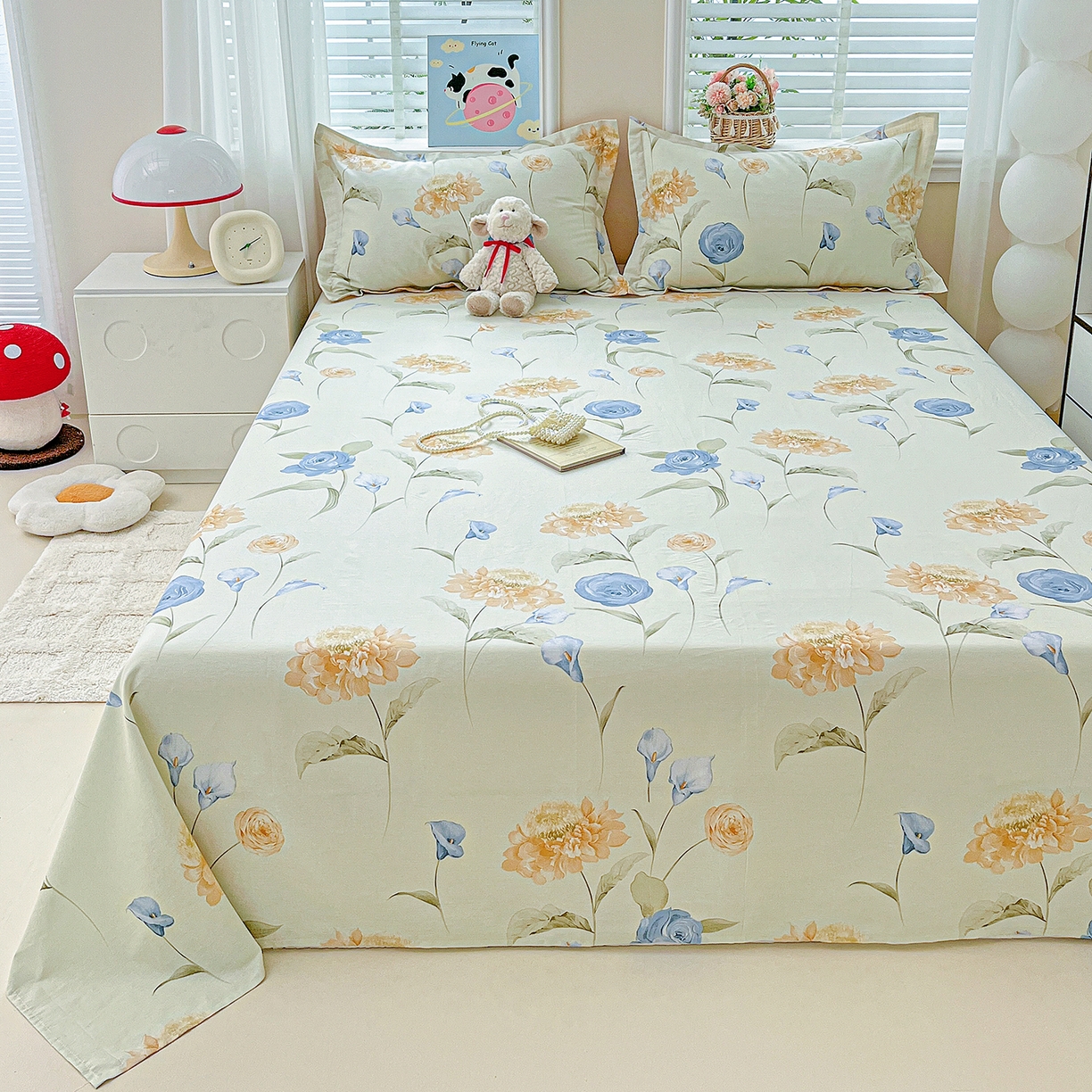 91家纺网 家纺一手货源 找家纺 恩泽家纺 2025新款加厚全棉纯棉印花系列床单单件-单床单 锦花缘