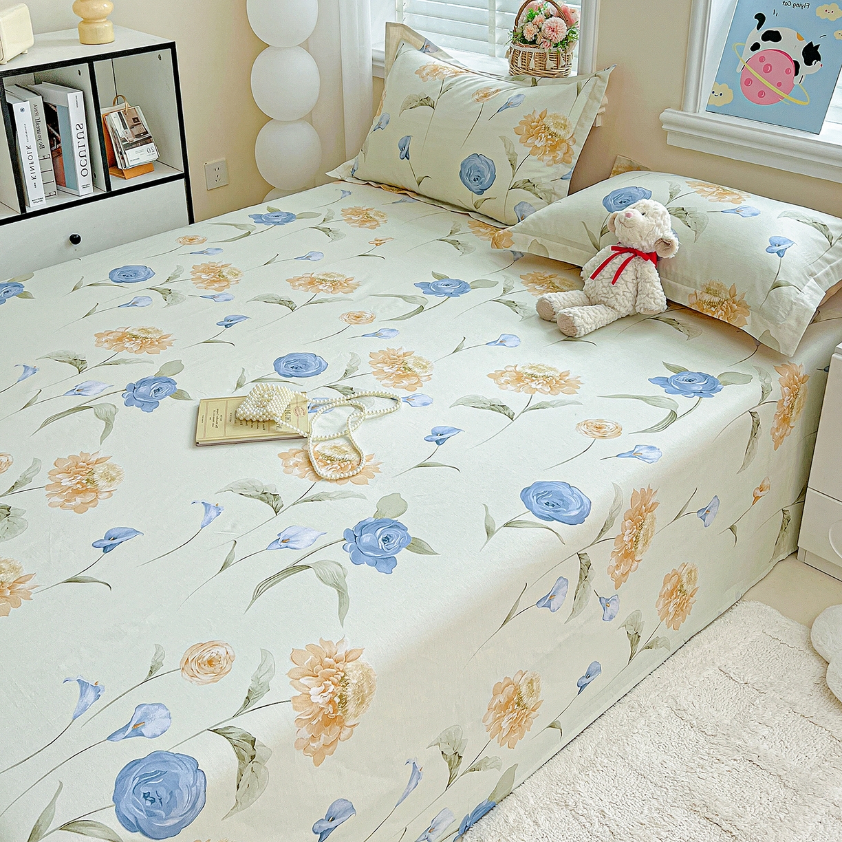 91家纺网 家纺一手货源 找家纺 恩泽家纺 2025新款加厚全棉纯棉印花系列床单单件-单床单 锦花缘