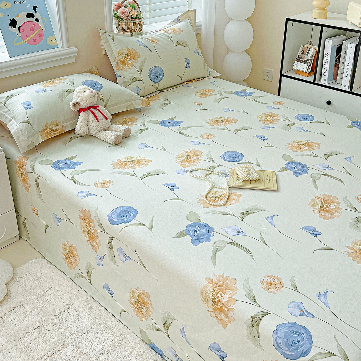 91家纺网 家纺一手货源 找家纺 恩泽家纺 2025新款加厚全棉纯棉印花系列床单单件-单床单 锦花缘