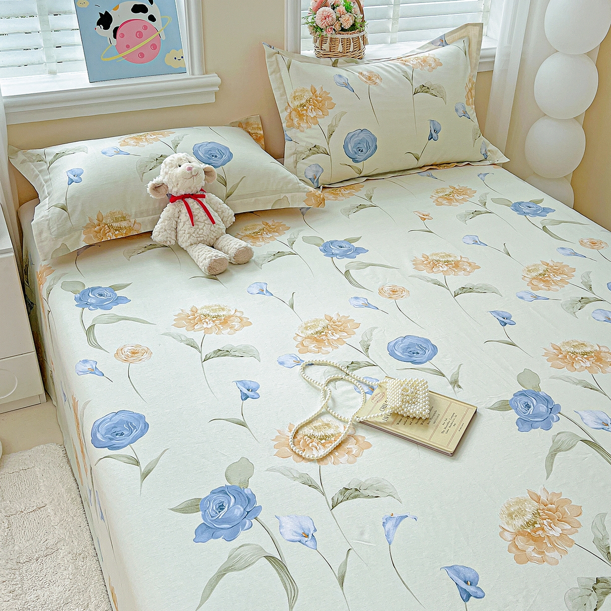 91家纺网 家纺一手货源 找家纺 恩泽家纺 2025新款加厚全棉纯棉印花系列床单单件-单床单 锦花缘