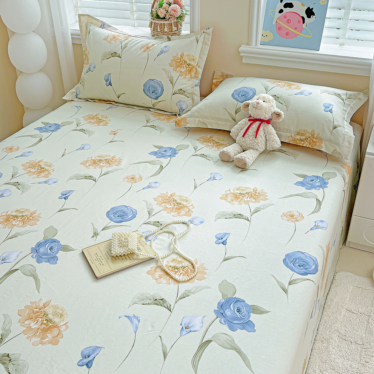 91家纺网 家纺一手货源 找家纺 恩泽家纺 2025新款加厚全棉纯棉印花系列床单单件-单床单 锦花缘