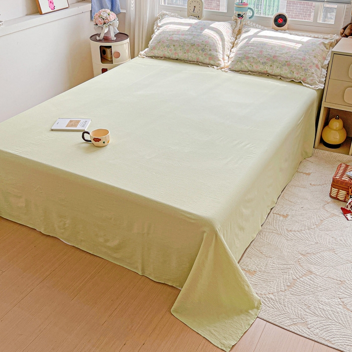 91家纺网 家纺一手货源 找家纺 梦莱斯 2025新款云感木棉皱皱双层纱全棉花边四件套 莱茵河畔