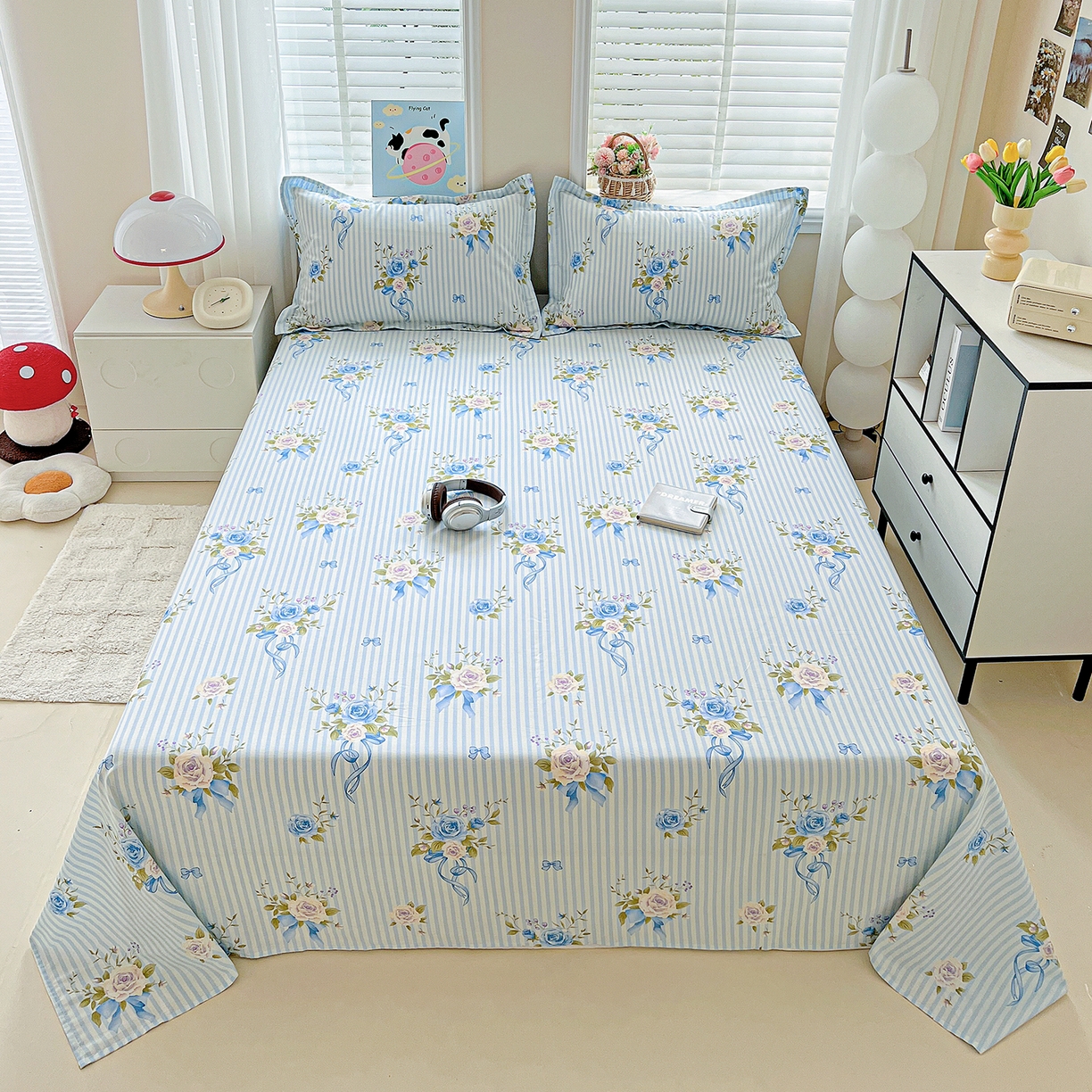 恩泽家纺 2025新款加厚全棉纯棉印花系列床单单件-单床单 镜花水月