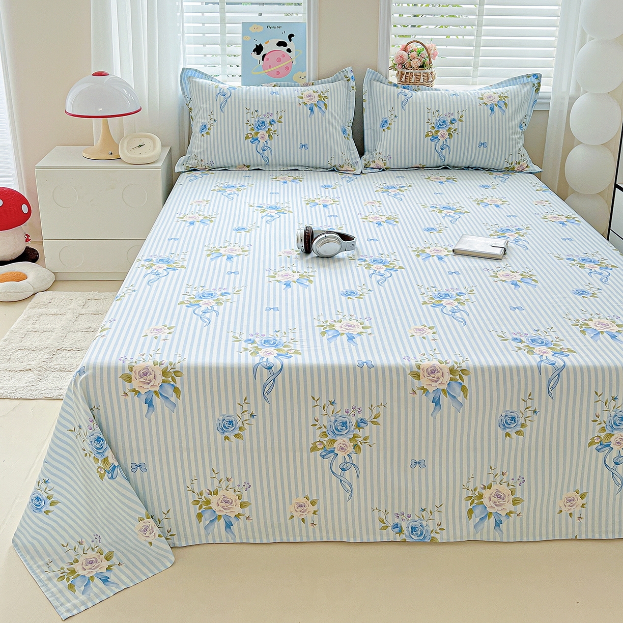 91家纺网 家纺一手货源 找家纺 恩泽家纺 2025新款加厚全棉纯棉印花系列床单单件-单床单 镜花水月