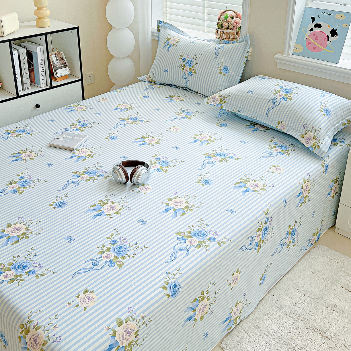 91家纺网 家纺一手货源 找家纺 恩泽家纺 2025新款加厚全棉纯棉印花系列床单单件-单床单 镜花水月