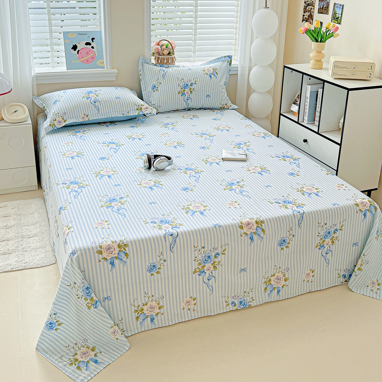 91家纺网 家纺一手货源 找家纺 恩泽家纺 2025新款加厚全棉纯棉印花系列床单单件-单床单 镜花水月