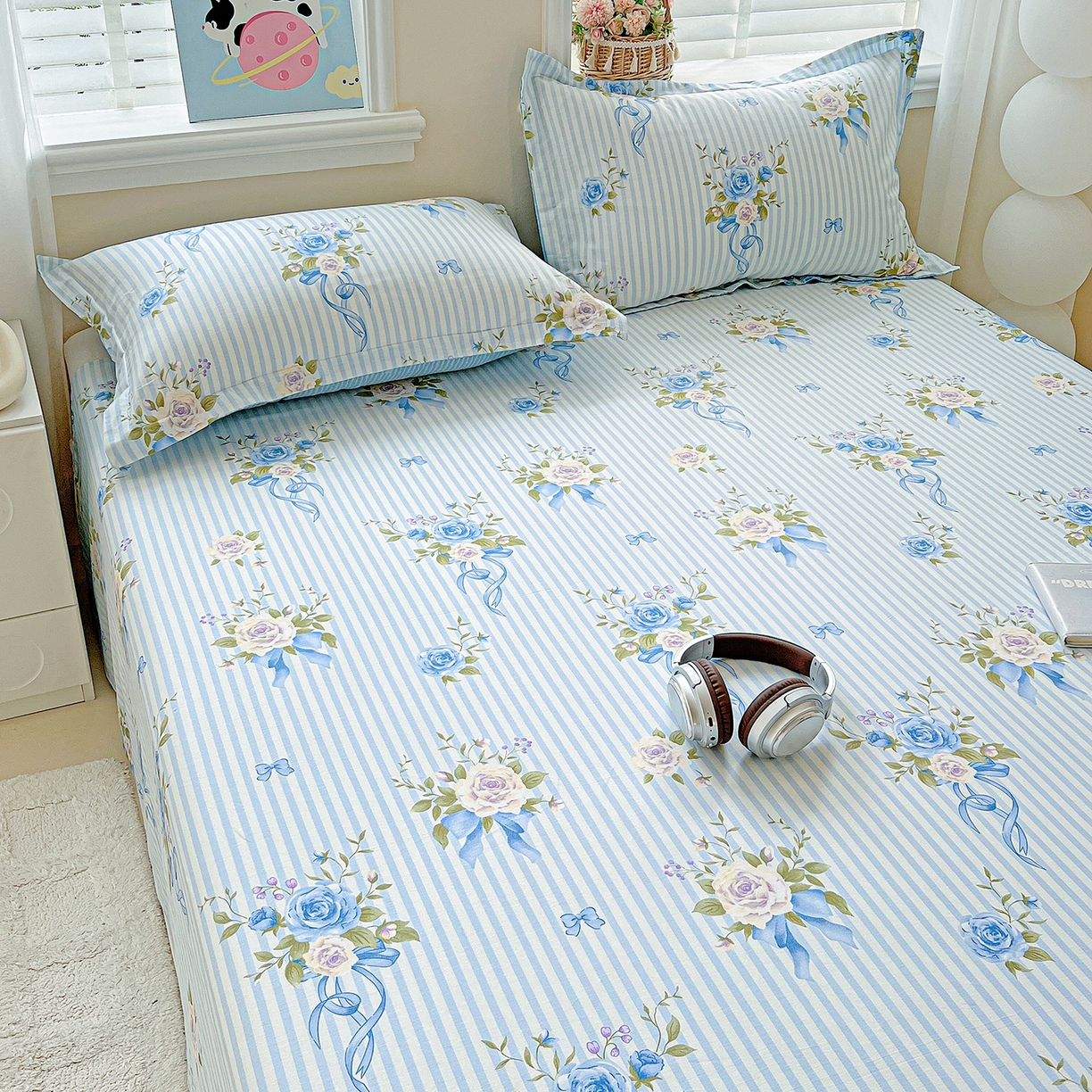 91家纺网 家纺一手货源 找家纺 恩泽家纺 2025新款加厚全棉纯棉印花系列床单单件-单床单 镜花水月