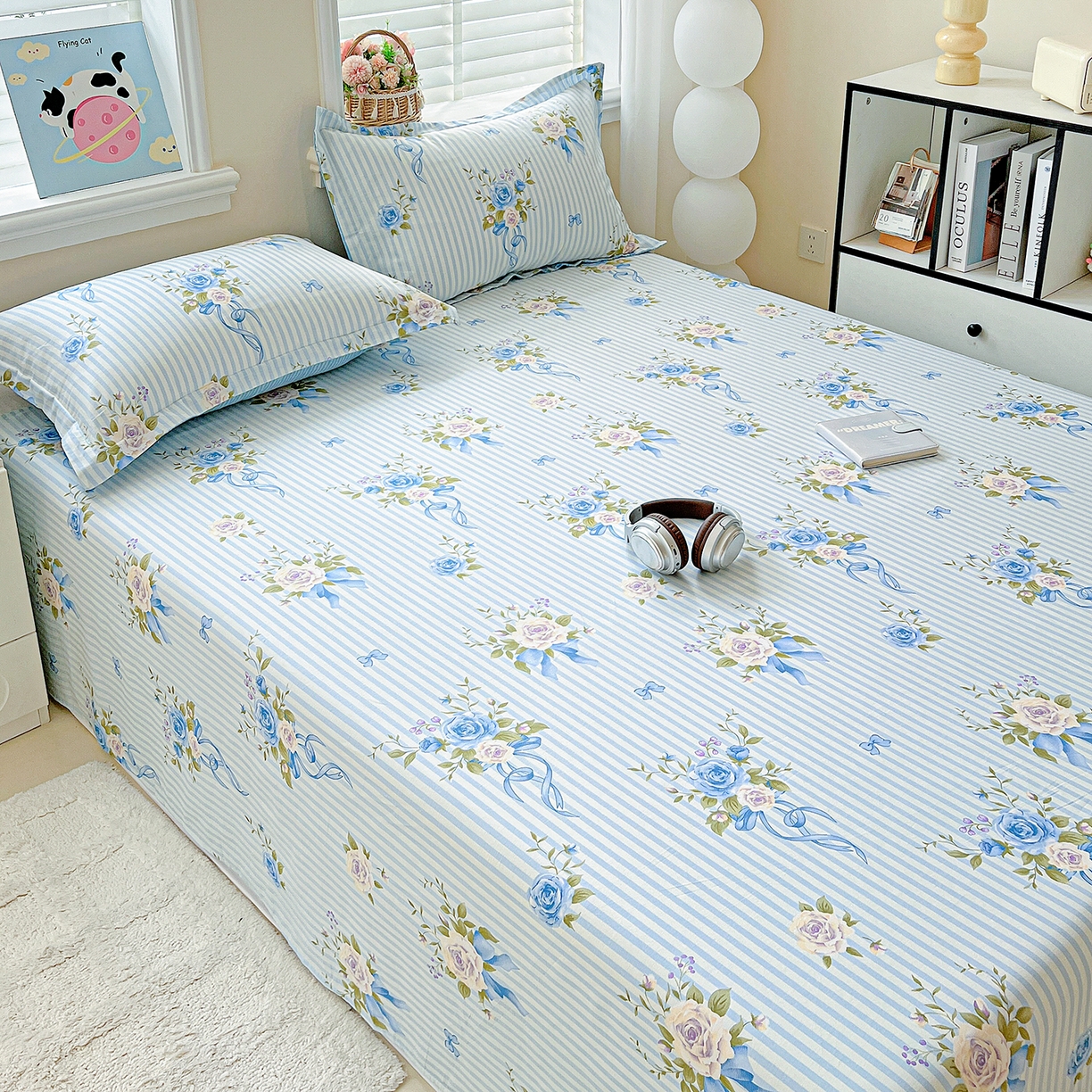 91家纺网 家纺一手货源 找家纺 恩泽家纺 2025新款加厚全棉纯棉印花系列床单单件-单床单 镜花水月