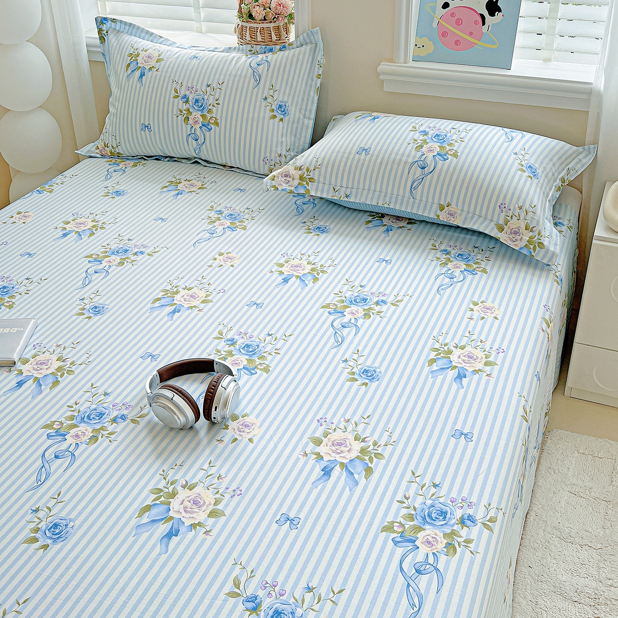 91家纺网 家纺一手货源 找家纺 恩泽家纺 2025新款加厚全棉纯棉印花系列床单单件-单床单 镜花水月