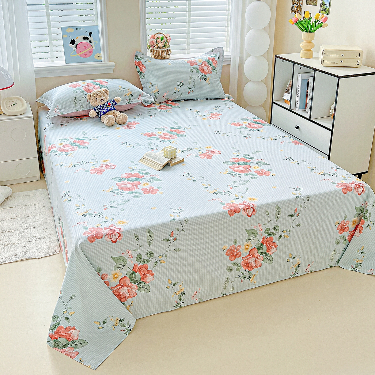 91家纺网 家纺一手货源 找家纺 恩泽家纺 2025新款加厚全棉纯棉印花系列床单单件-单床单 洛川花海