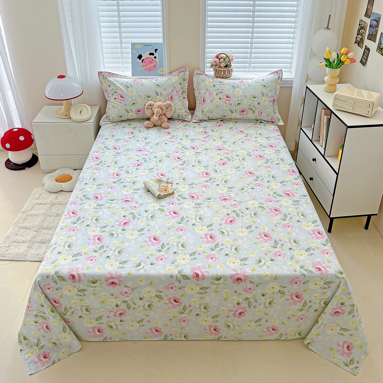 恩泽家纺 2025新款加厚全棉纯棉印花系列床单单件-单床单 满园芬芳